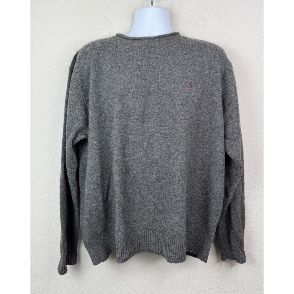 Polo Ralph Lauren 100% Lambswool Sweater‎ Men's XL Gray Crewneck Dadcore Vtg